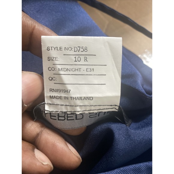 Alfred Sung Maxi Length Spaghetti Strap Mermaid Dress In Midnight Navy Size 10R - Picture 9 of 11